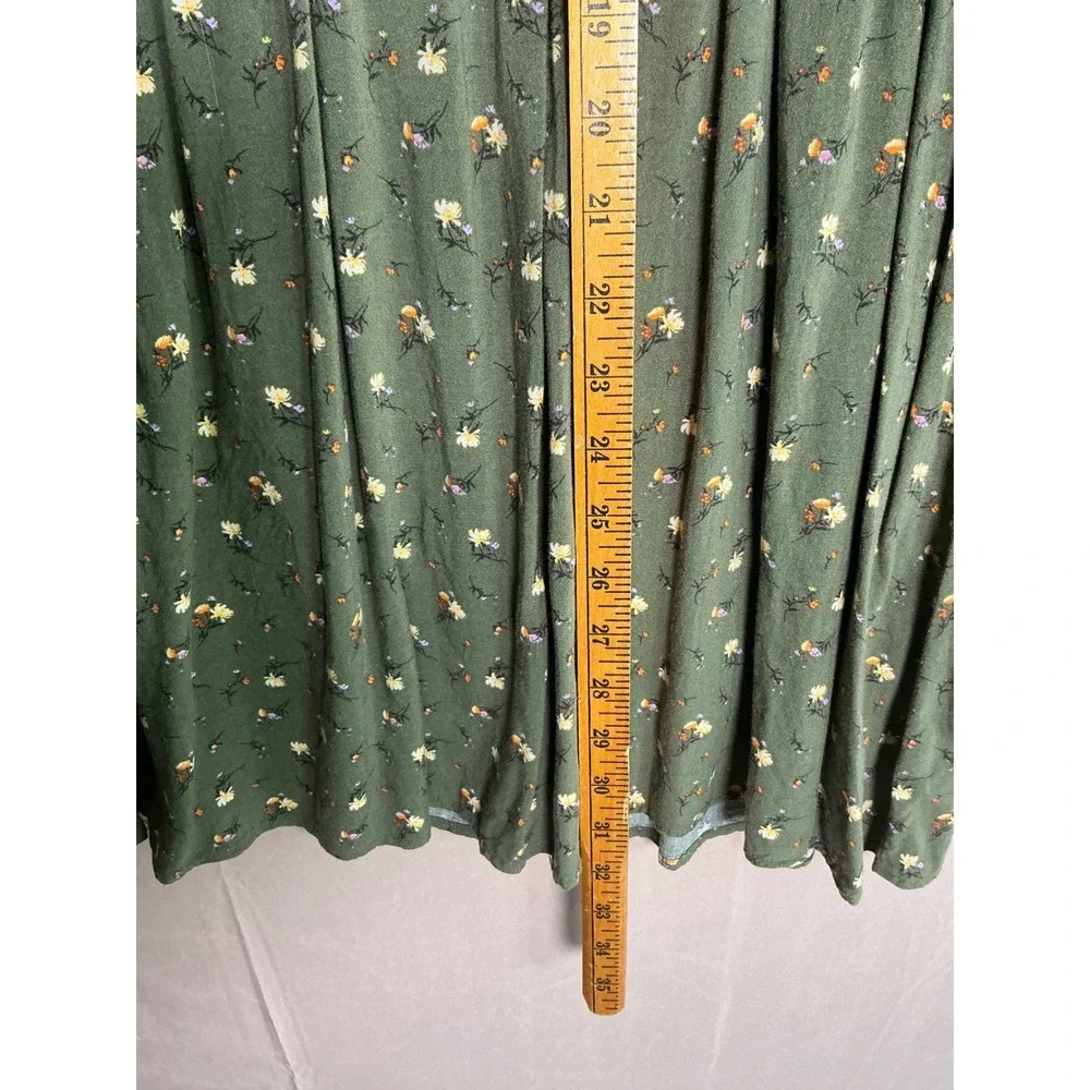 Wild Fable Womens‎ Olive Green Floral Smocked Mock Neck Mini Dress Size M 0448 - Picture 6 of 8